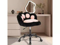 Vanity Chair with Cat Paw Back, Armless Desk Chair Cute Small Office Chair with Wheels ,Teddy Fabric 360Rotating Computer Chair, Adjustable Height