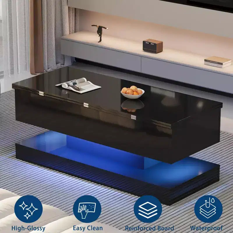 Table basse relevable moderne de 120 cm - Hauteur réglable et capacité de 80 kg pour salon, salle à manger et bureau