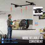 Porte-charge de garage, 120x120 cm, Hauteur réglable max 200 cm, Capacité de charge 160 kg, Porte-charge de plafond en métal robuste