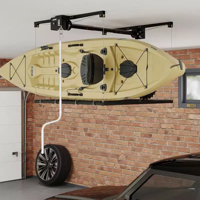 Porte-charge de garage, 120x120 cm, Hauteur réglable max 200 cm, Capacité de charge 160 kg, Porte-charge de plafond en métal robuste