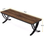Table de conférence Lantine de 198 cm pour 6-8 personnes, table de séminaire rectangulaire avec cadre métallique solide pour bureau, salle de réunion, marron