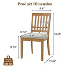 Chaises de salle à manger GDFStudio Yates (lot de 2) avec dossier en bois courbé et assise en tissu gris