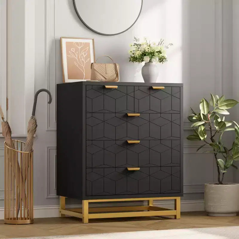 Commode moderne à 5 tiroirs avec pieds en métal, grand organisateur de rangement pour chambre, salon et entrée
