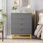 Commode moderne à 5 tiroirs avec pieds en métal, grand organisateur de rangement pour chambre, salon et entrée