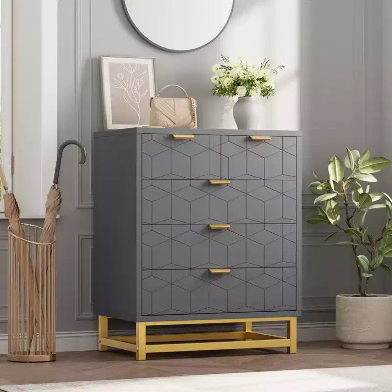Commode moderne à 5 tiroirs avec pieds en métal, grand organisateur de rangement pour chambre, salon et entrée