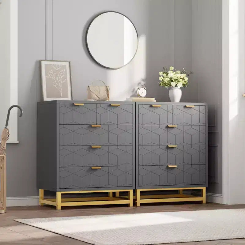 Commode moderne à 5 tiroirs avec pieds en métal, grand organisateur de rangement pour chambre, salon et entrée