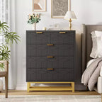Commode moderne à 5 tiroirs avec pieds en métal, grand organisateur de rangement pour chambre, salon et entrée