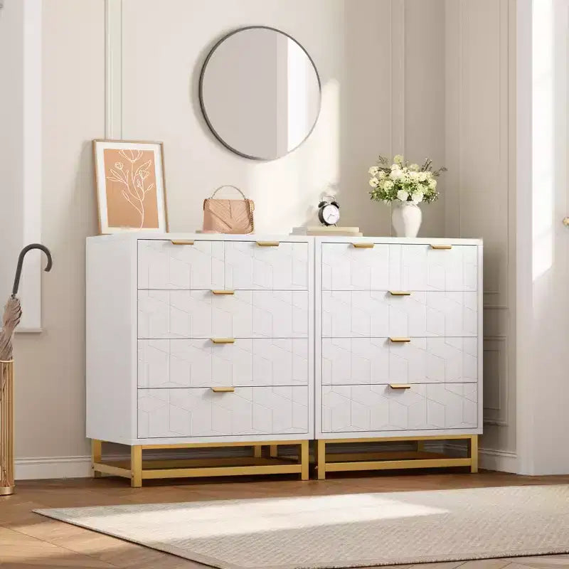 Commode moderne à 5 tiroirs avec pieds en métal, grand organisateur de rangement pour chambre, salon et entrée