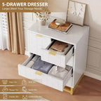 Commode moderne à 5 tiroirs avec pieds en métal, grand organisateur de rangement pour chambre, salon et entrée