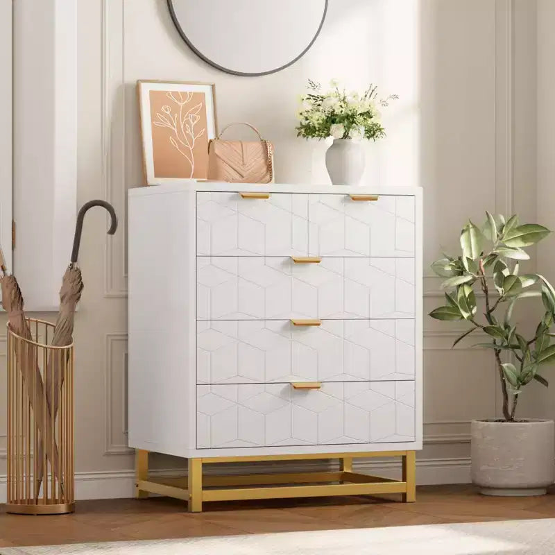 Commode moderne à 5 tiroirs avec pieds en métal, grand organisateur de rangement pour chambre, salon et entrée