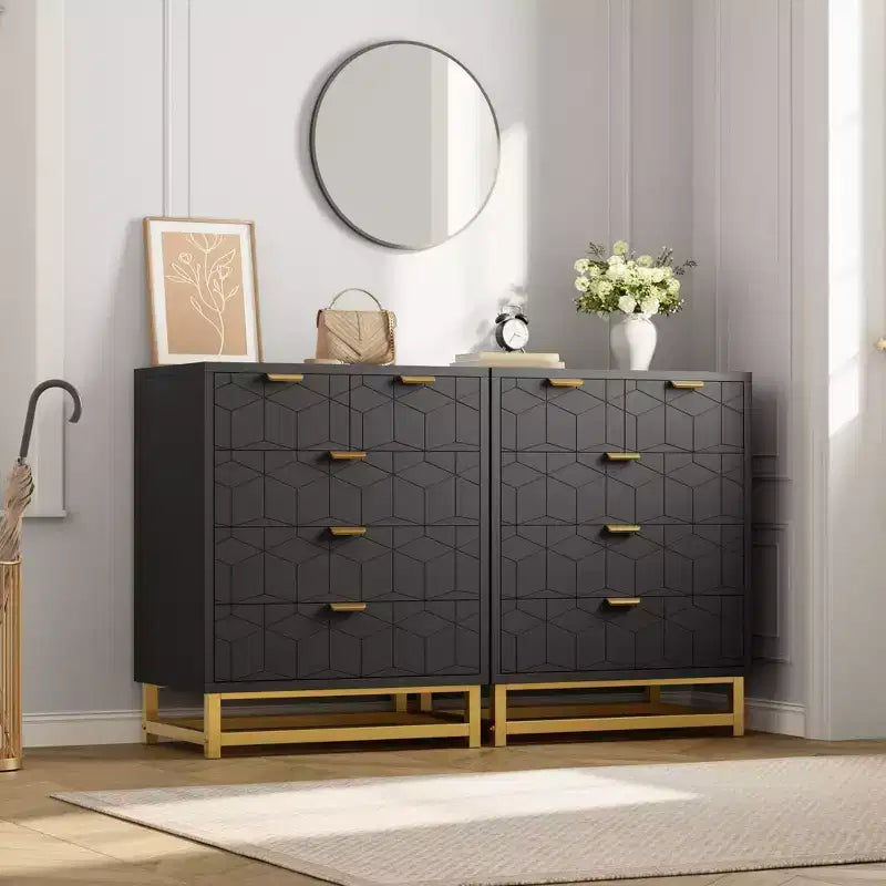 Commode moderne à 5 tiroirs avec pieds en métal, grand organisateur de rangement pour chambre, salon et entrée