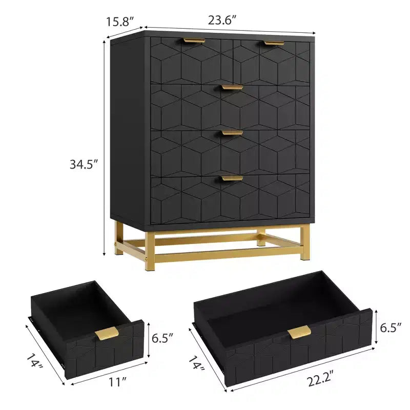 Commode moderne à 5 tiroirs avec pieds en métal, grand organisateur de rangement pour chambre, salon et entrée