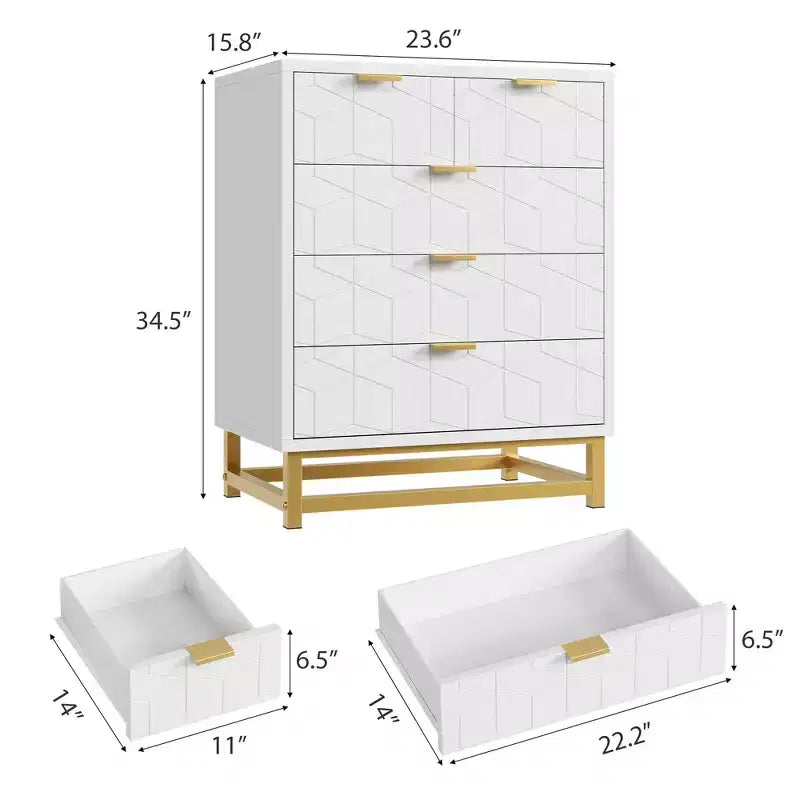 Commode moderne à 5 tiroirs avec pieds en métal, grand organisateur de rangement pour chambre, salon et entrée