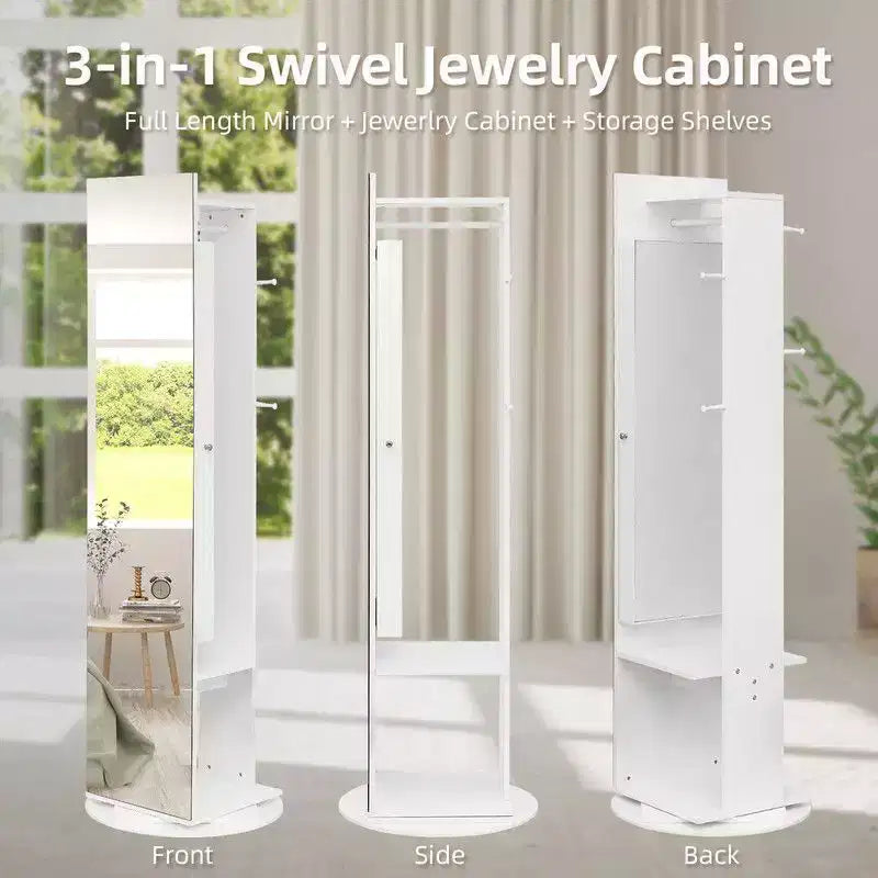 Karl Home 360 Miroir pleine longueur avec armoire à bijoux et porte-manteau