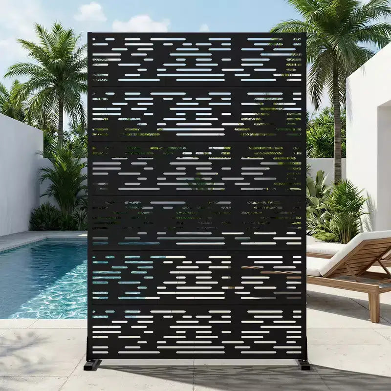MAYEERTY Godfrey Light & Shadow B Paravent en acier galvanisé noir, 72x47x16, Écran double face 6 panneaux antirouille
