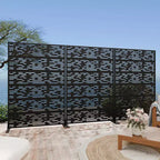MAYEERTY Godfrey Light & Shadow B Paravent en acier galvanisé noir, 72x47x16, Écran double face 6 panneaux antirouille