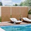 MAYEERTY Benjamin Wide-Narrow A Louvered Brown Galvanized Steel Room Divider, 72x47x16, 6-Piece Double-Sided Privacy Screen