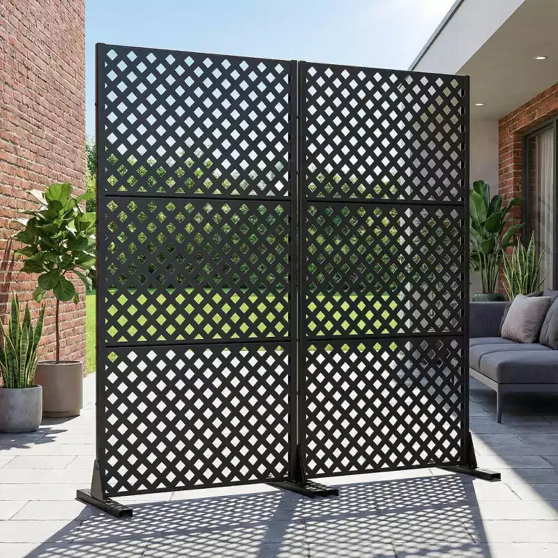 MAYEERTY Laurence Diamant Diviseur de pièce en acier galvanisé noir, 59x30x16, Paravent double face à 5 panneaux