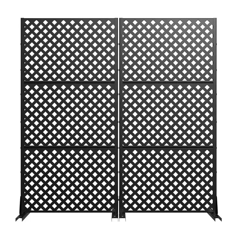 MAYEERTY Laurence Diamant Diviseur de pièce en acier galvanisé noir, 59x30x16, Paravent double face à 5 panneaux