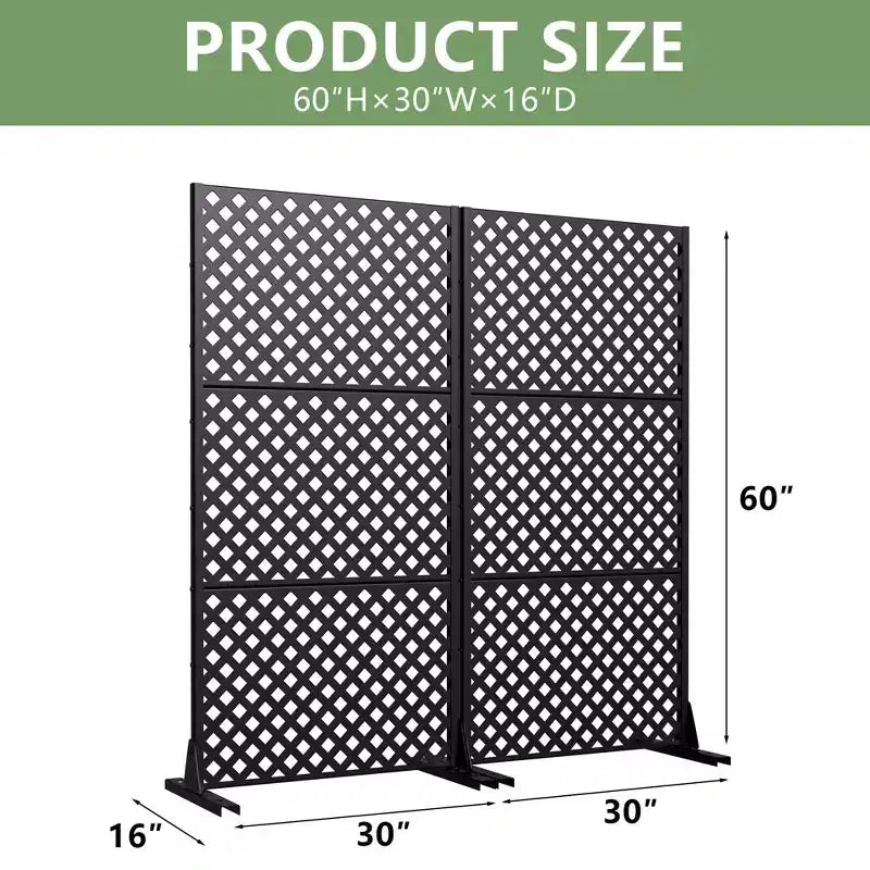 MAYEERTY Laurence Diamant Diviseur de pièce en acier galvanisé noir, 59x30x16, Paravent double face à 5 panneaux