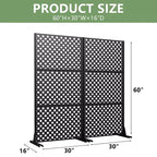 MAYEERTY Laurence Diamant Diviseur de pièce en acier galvanisé noir, 59x30x16, Paravent double face à 5 panneaux