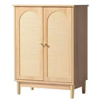 Meuble de salle de bain en bois original avec surface en rotin et doubles portes