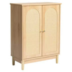 Meuble de salle de bain en bois original avec surface en rotin et doubles portes