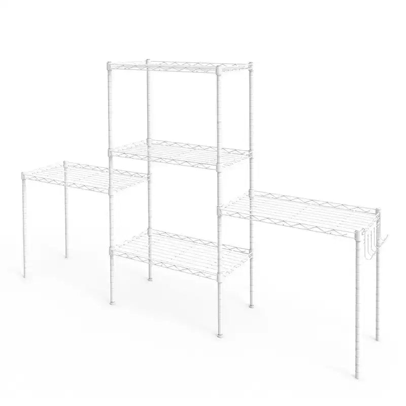 Étagère de rangement blanche à 5 niveaux de 59'' avec hauteur d'espacement réglable