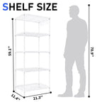 Étagère de rangement blanche à 5 niveaux de 59'' avec hauteur d'espacement réglable