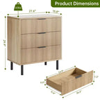 Commode, chiffonnier lot de 2 – Organiseur à 3 tiroirs en bois cannelé de 75,9 cm avec pieds en métal et dispositif anti-basculement