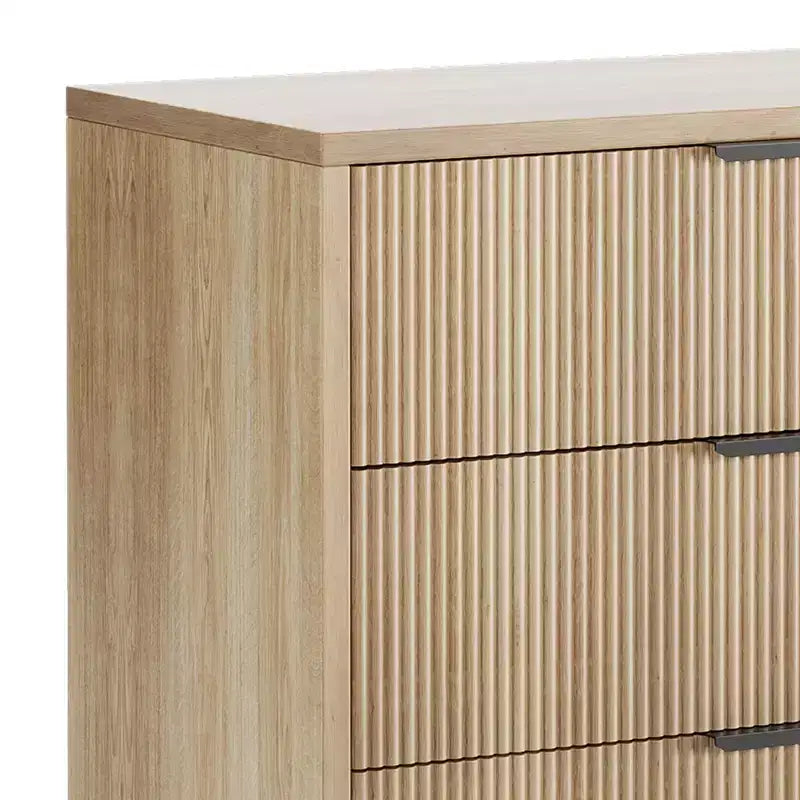 Commode, chiffonnier lot de 2 – Organiseur à 3 tiroirs en bois cannelé de 75,9 cm avec pieds en métal et dispositif anti-basculement