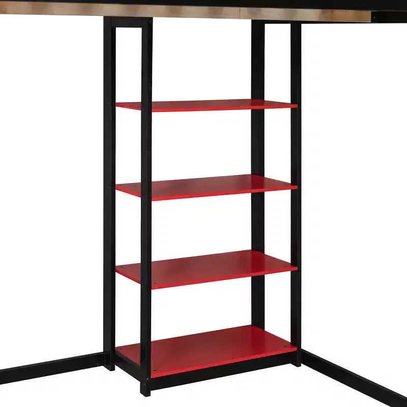 Lit mezzanine en bois massif Whisen avec bureau, étagères, prise de courant et ports USB/Type-C