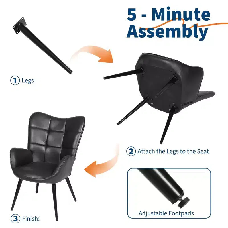 Chaises de salle à manger capitonnées, de style Mid-Century Modern, avec support dorsal et pieds en métal, pour salon, chambre à coucher