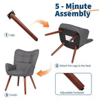 Chaises de salle à manger capitonnées, de style Mid-Century Modern, avec support dorsal et pieds en métal, pour salon, chambre à coucher