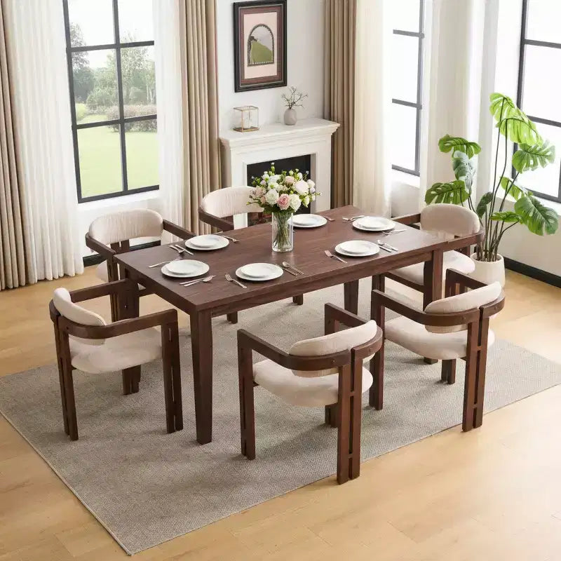 Christopher Knight Home Rhiannon Chaises de salle à manger capitonnées en bois d'hévéa de style Mid-Century (Lot de 6)