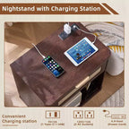 BALHAM TRADE-Tables de chevet en rotin, lot de 2, avec station de charge, 58 cm de large, avec tiroir de rangement