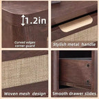 BALHAM TRADE-Tables de chevet en rotin, lot de 2, avec station de charge, 58 cm de large, avec tiroir de rangement