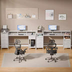 Bureau d'ordinateur blanc de 55 pouces avec station de charge, bureau de jeu réversible, lumières LED, tiroirs en tissu, table d'écriture pour bureau à domicile, chambre à coucher, rangement d'étude
