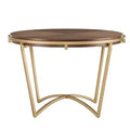 Marlee Natural Finish Dining Table With Gold Metal Base - Natural/Gold - iNSPIRE Q