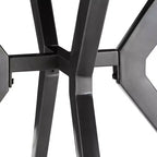 Table à manger ronde 4 personnes Hendrick, plateau en pin clair et base en métal gris acier – iNSPIRE Q