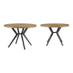 Table à manger ronde 4 personnes Hendrick, plateau en pin clair et base en métal gris acier – iNSPIRE Q