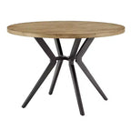 Table à manger ronde 4 personnes Hendrick, plateau en pin clair et base en métal gris acier – iNSPIRE Q