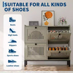 Meuble à chaussures avec 4 tiroirs basculants, panneau évidé, anti-basculement, étagères réglables pour entrée, salon, chambre à coucher