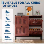 Meuble à chaussures avec 4 tiroirs basculants, panneau évidé, anti-basculement, étagères réglables pour entrée, salon, chambre à coucher