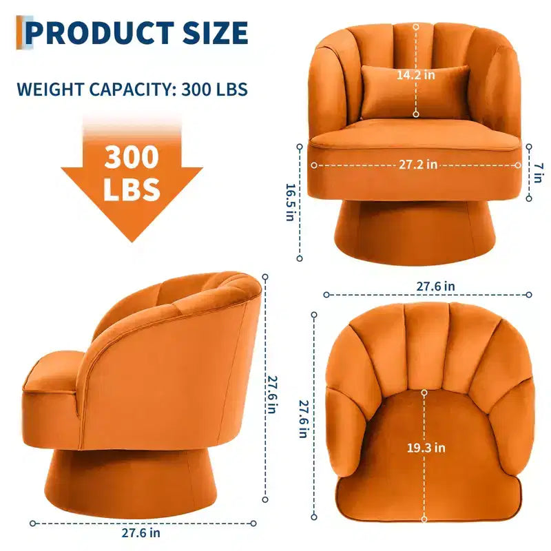 Fauteuil d'appoint moderne pivotant à 360° avec accoudoirs rembourrés, fauteuil club confortable pour salon, chambre, bureau