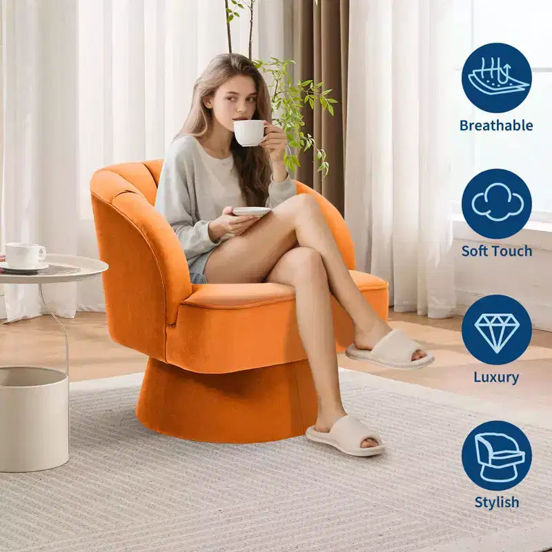 Fauteuil d'appoint moderne pivotant à 360° avec accoudoirs rembourrés, fauteuil club confortable pour salon, chambre, bureau