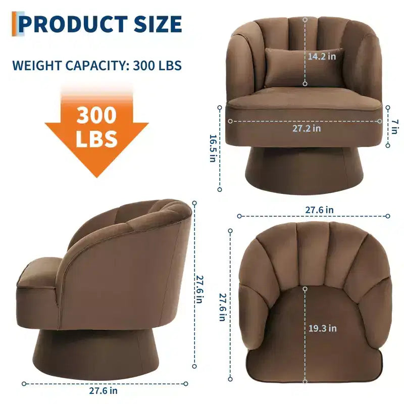 Fauteuil d'appoint moderne pivotant à 360° avec accoudoirs rembourrés, fauteuil club confortable pour salon, chambre, bureau