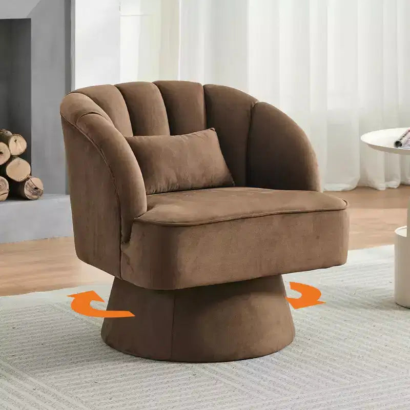 Modern Smooth Swivel Barrel Accent Chair  360 Rotating Lounge Armchair with Upholstered Armrests  Comfy Club Chair for Living Room, Bedroom,Office