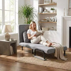 Fauteuil-lit convertible FurnitureR avec dossier réglable, canapé-lit moderne en tissu avec accoudoirs et oreiller, inclinable 6 positions, gris