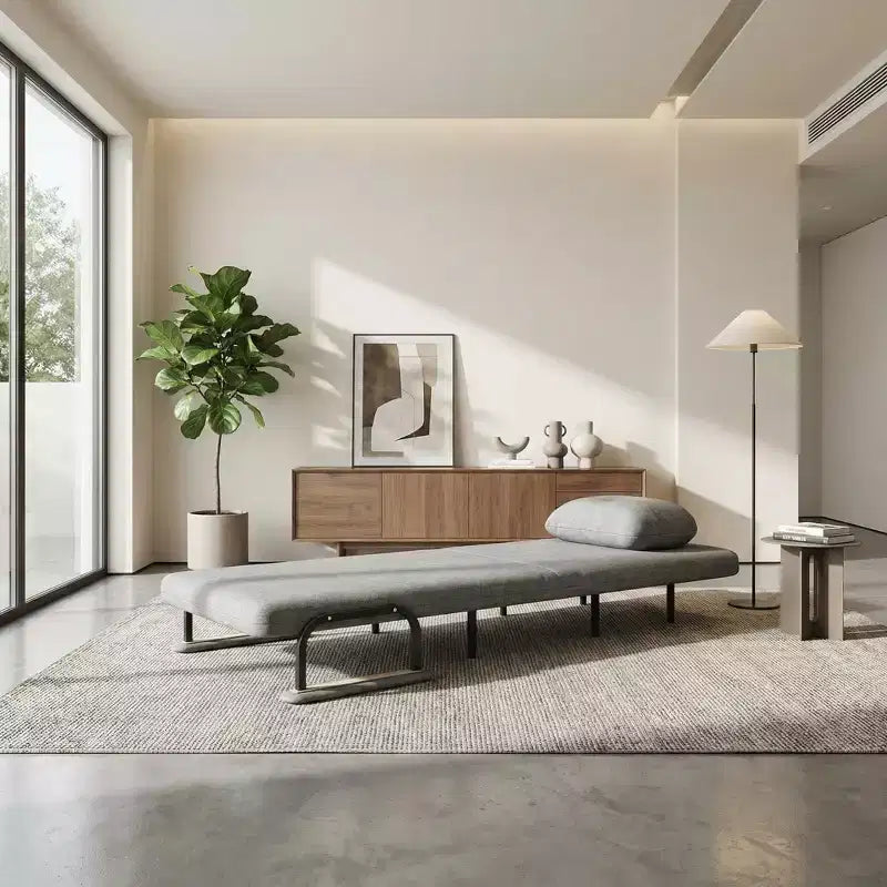 Fauteuil-lit convertible FurnitureR avec dossier réglable, canapé-lit moderne en tissu avec accoudoirs et oreiller, inclinable 6 positions, gris